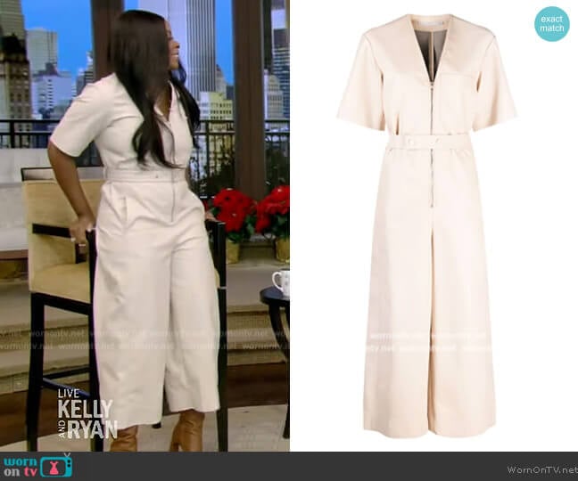 Stella McCartney Cropped belted vegetarian leather jumpsuit worn by Janelle James on Live with Kelly and Mark