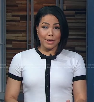 Stephanie’s black and white colorblock dress on Good Morning America