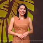 Stephanie’s tan sleeveless leather dress on Good Morning America