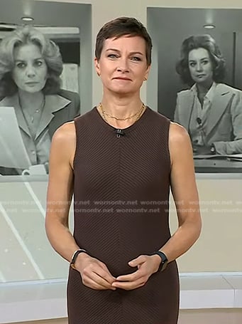 Stephanie’s brown ribbed sleeveless dress on Today