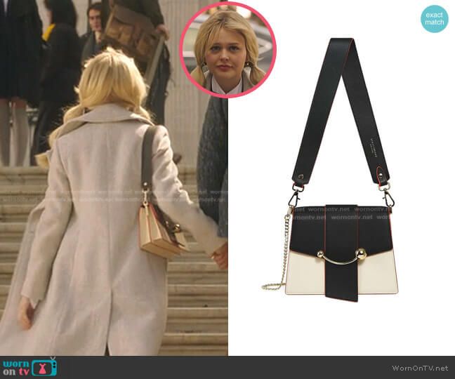 Strathberry Box Crescent Bag in Black/Diamond with Fire Edge worn by Audrey Hope (Emily Alyn Lind) on Gossip Girl