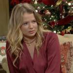 Summer’s red satin wrap blouse on The Young and the Restless