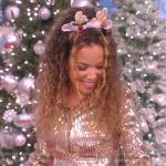 Sunny’s metallic shirt and skirt on The View