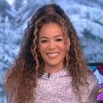 Sunny’s silver metallic sweater and skirt on The View
