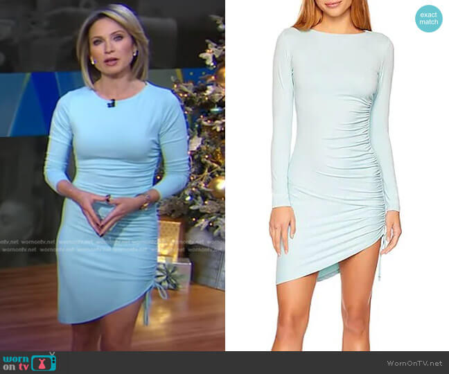 Susana Monaco Side Gathered Bodycon Knit Dress in Breathe worn by Amy Robach on Good Morning America