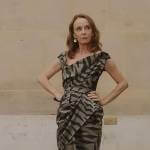 Sylvie’s olive green zebra print dress on Emily in Paris Season 3