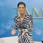 Tamron’s zebra stripe dress on Tamron Hall Show