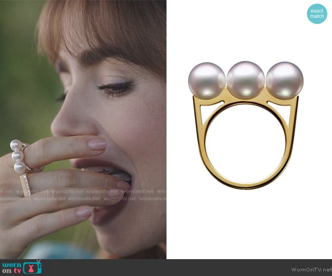 Tasaki 18kt yellow gold Balance era ring worn by Emily Cooper (Lily Collins) on Emily in Paris