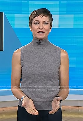 Stephanie’s grey sleeveless turletneck sweater on Today