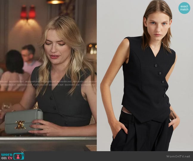 The Frankie Shop Maesa Cross Vest worn by Camille (Camille Razat) on Emily in Paris