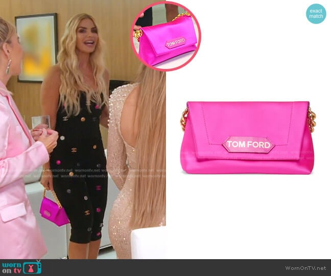 Tom Ford Logo Label Satin Handheld Bag worn by Alexia Echevarria (Alexia Echevarria) on The Real Housewives of Miami