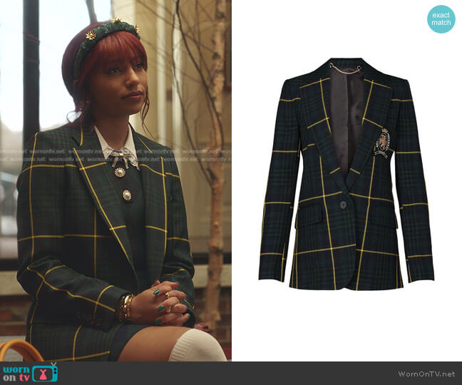 Tommy Hilfiger Plaid Blazer worn by Monet de Haan (Savannah Lee Smith) on Gossip Girl