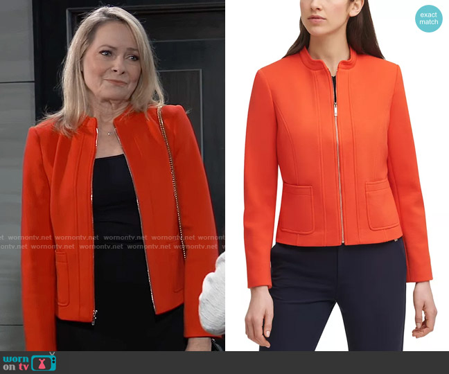Tommy Hilfiger Zippered Elbow-Patch Jacket worn by Gladys Corbin (Bonnie Burroughs) on General Hospital
