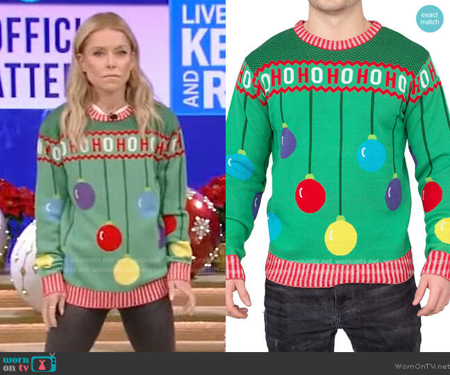 WornOnTV Kelly’s green ugly Christmas sweater on Live with Kelly and