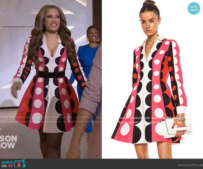 Valentino Garavani Crepe Polka Dot Runway Wool-Blend Dress worn by Melissa De Sousa on The Kelly Clarkson Show