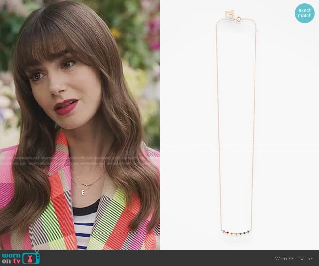 Collier Stardust Rainbow Necklace worn by Emily Cooper (Lily Collins) on Emily in Paris