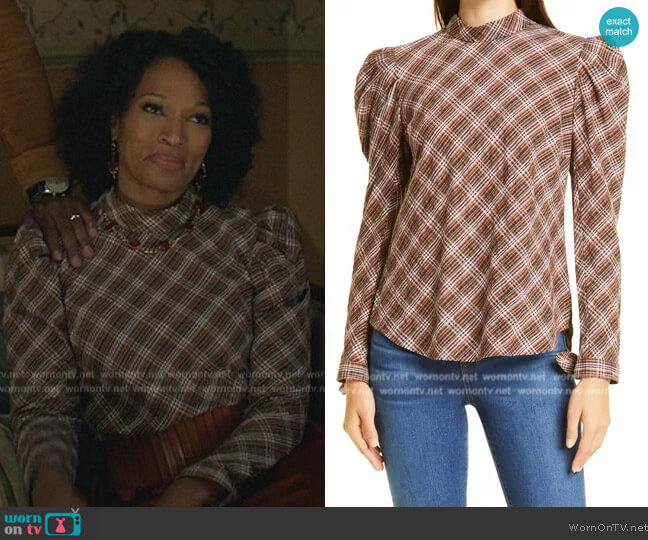 Veronica Beard Isabel Puff Shoulder Top worn by (Kron Moore) on Stargirl