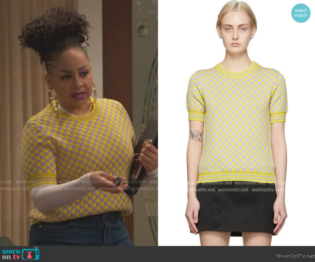 Versace Checker Knit Sweater worn by Raven Baxter (Raven-Symoné) on Ravens Home