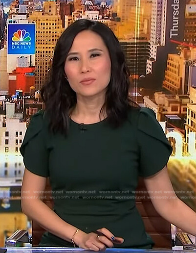 Vicky’s green short sleeve dress on NBC News Daily