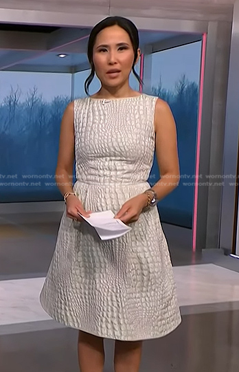 Vicky’s white crocodile dress on NBC News Daily
