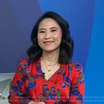 Vicky’s red floral tie neck top on Today
