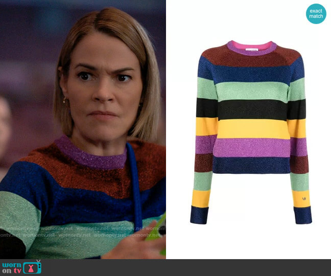 Victoria Beckham Striped metallic sweater worn by Alice Pieszecki (Leisha Hailey) on The L Word Generation Q