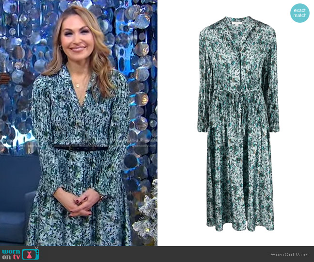Vince Pleated Floral Midi Dress worn by Lori Bergamotto on Good Morning America