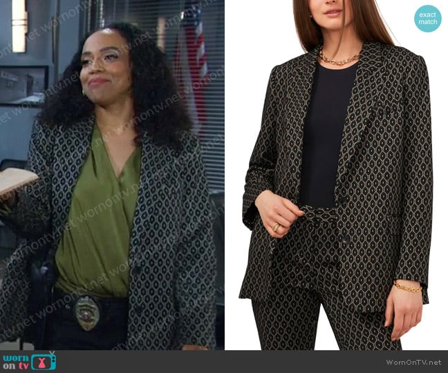 Vince Camuto Geo Jacquard Ponte Blazer worn by Jada Hunter (Elia Cantu) on Days of our Lives