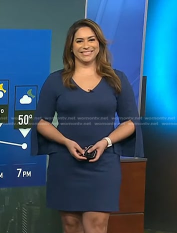 Violeta Yas’s blue split sleeve dress on NBC News Daily