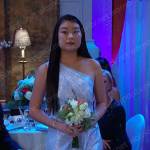Wendy’s metallic one-shoulder gown on Days of our Lives