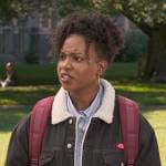 Willow’s black denim sherpa jacket on The Sex Lives of College Girls