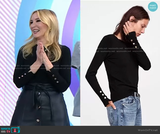 Zara Crew Neck Button Cuff Sweater worn by Chassie Post on Today