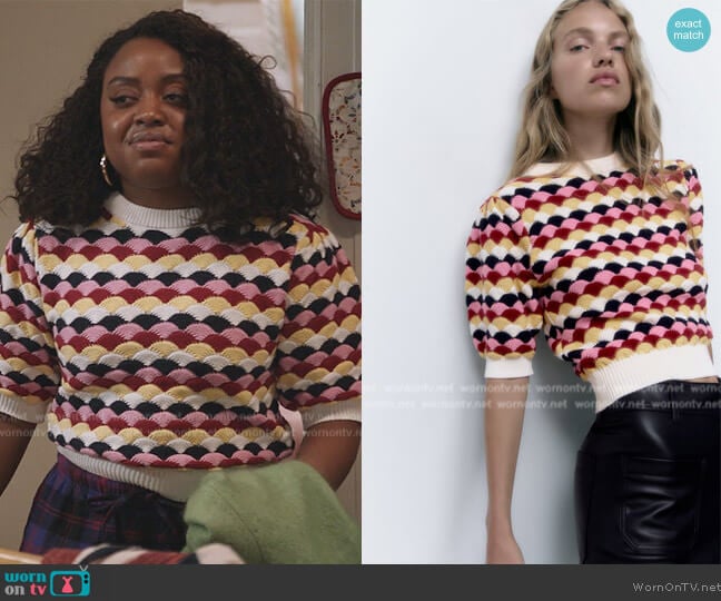 Zara Textured Knit Sweater worn by Janine Teagues (Quinta Brunson) on Abbott Elementary