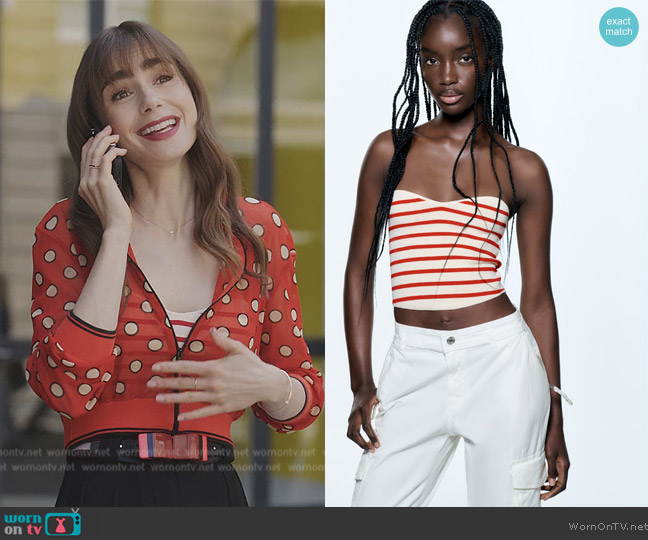 Zara Knit Bustier Top worn by Emily Cooper (Lily Collins) on Emily in Paris
