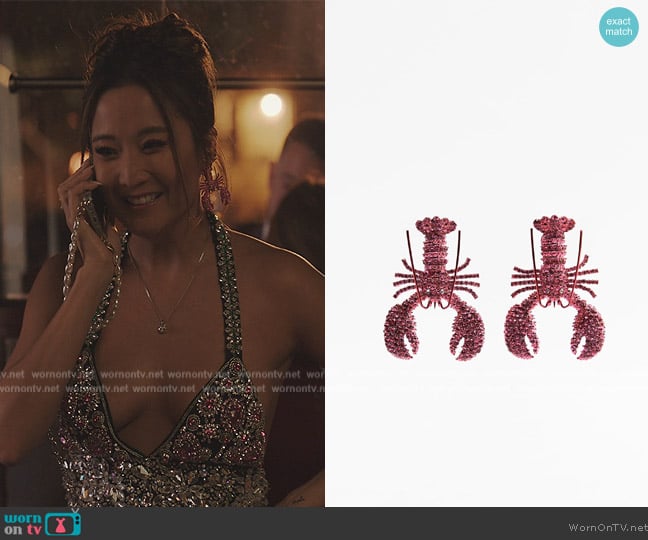 Zara Lobster Earrings worn by Mindy Chen (Ashley Park) on Emily in Paris