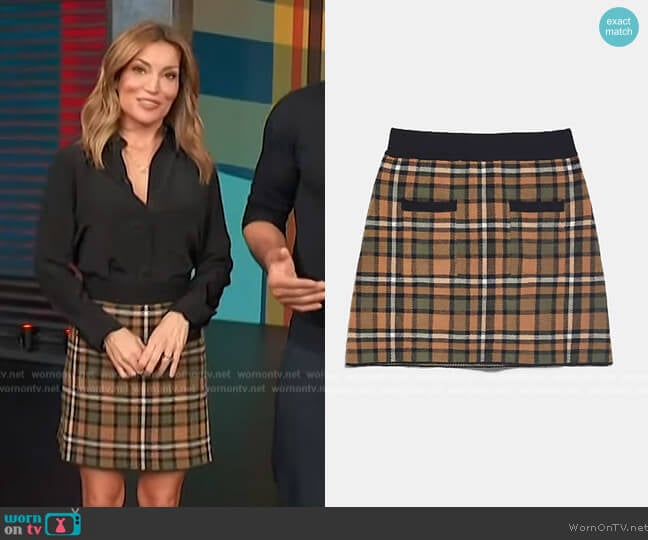 Zara Plaid Mini Skirt worn by Kit Hoover on Access Hollywood