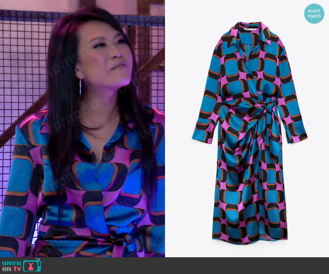 Zara Printed Wrap Dress worn by Selina Wu (Lydia Look) on General Hospital