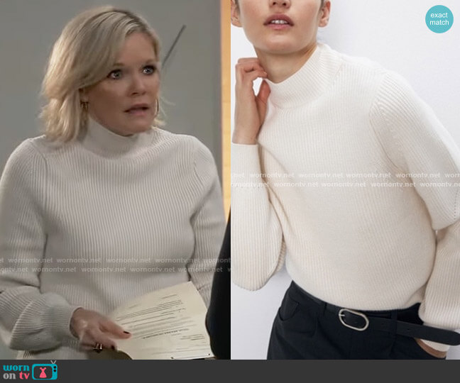 Zara Rib Knit Sweater worn by Ava Jerome (Maura West) on General Hospital