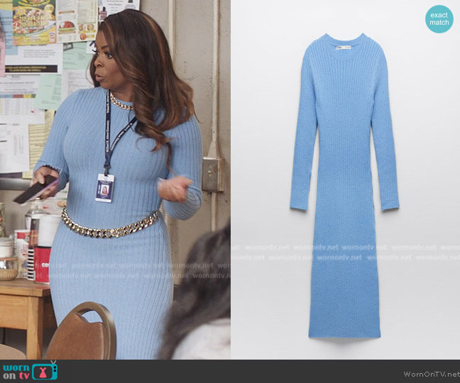 Zara Ribbed Knit Dress worn by Ava Coleman (Janelle James) on Abbott Elementary