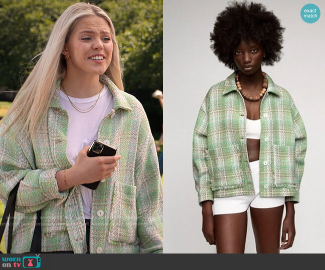 Zara Textured Checked Overshirt worn by Leighton Murray (Reneé Rapp) on The Sex Lives of College Girls