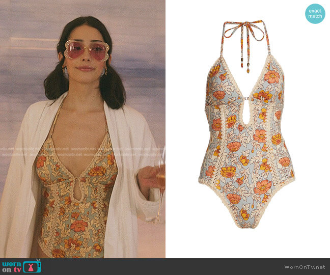 Zimmermann Andie Crochet One-Piece Swimsuit worn by Luna La (Zión Moreno) on Gossip Girl
