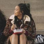 Zoya’s mixed plaid sherpa jacket on Gossip Girl