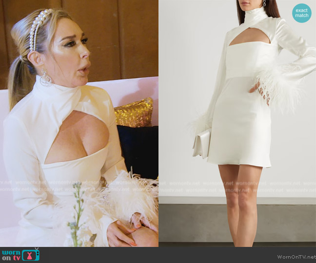 16Arlington Odessa cutout feather-trimmed satin mini dress worn by Marysol Patton (Marysol Patton) on The Real Housewives of Miami