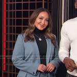 Adrienne’s blue blazer and mini skirt on E! News