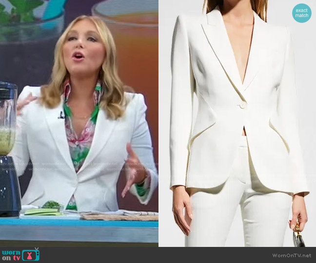 Alexander McQueen Leaf Crepe Jacket worn by Dr Kellyann Petrucci on Good Morning America
