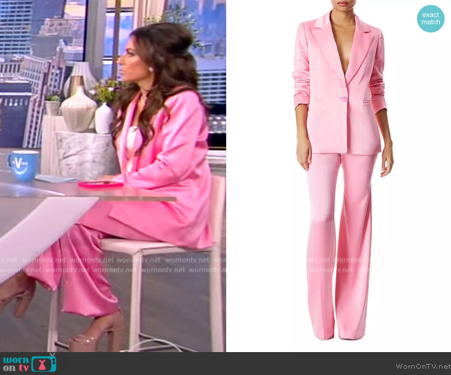 Alice + Olivia Denny hammered-satin blazer worn by Alyssa Farah Griffin on The View
