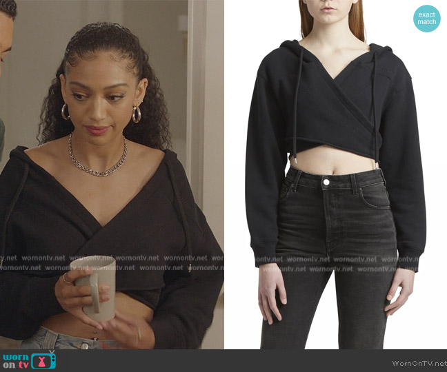 Ambush Black Wrapped Hoodie worn by Olivia Baker (Samantha Logan) on All American