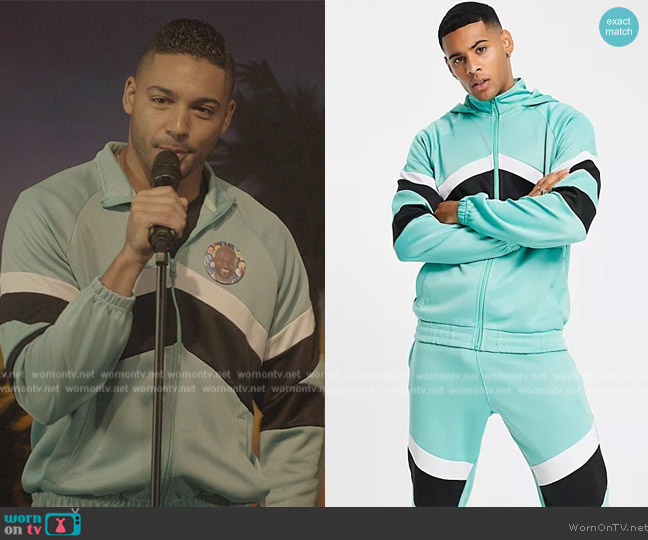 ASOS Another Influence Retro Matchday Tracksuit Set in Turquoise worn by Jordan Baker (Michael Evans Behling) on All American