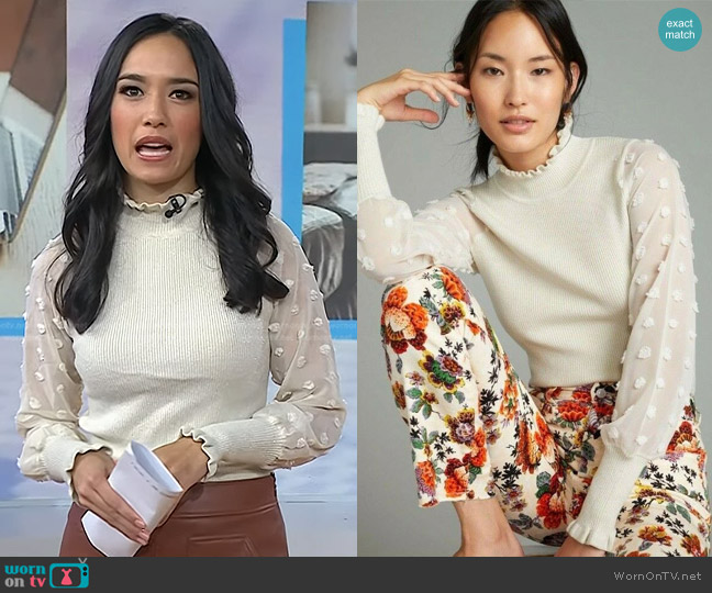 Callahan Textured Mock Neck Sweater worn by Emilie Ikeda on Today