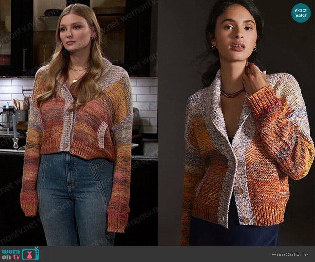 Pilcro Flower Shawl Cardigan worn by Alice Caroline Horton (Lindsay Arnold) on Days of our Lives